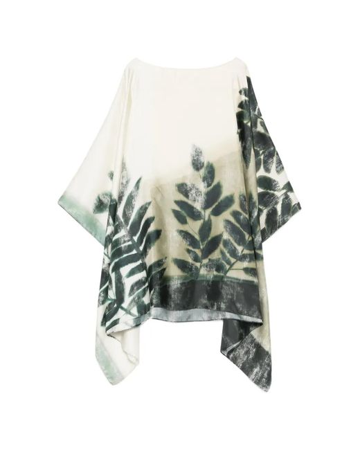 Marina Rinaldi Green Mrnvisiera Floral-Print Silk Top