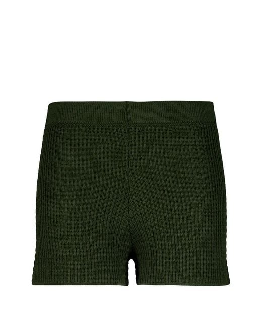 Haight Green Lou Textured-Stitch Knit Mini Shorts