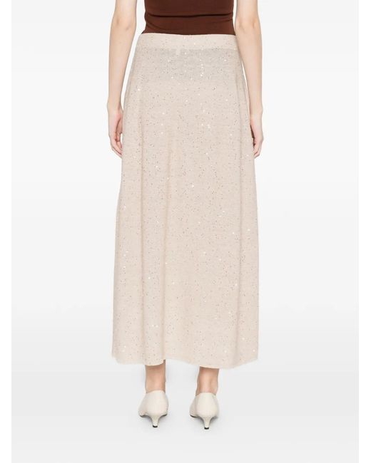 Antonelli White Knitted Sequin Skirt