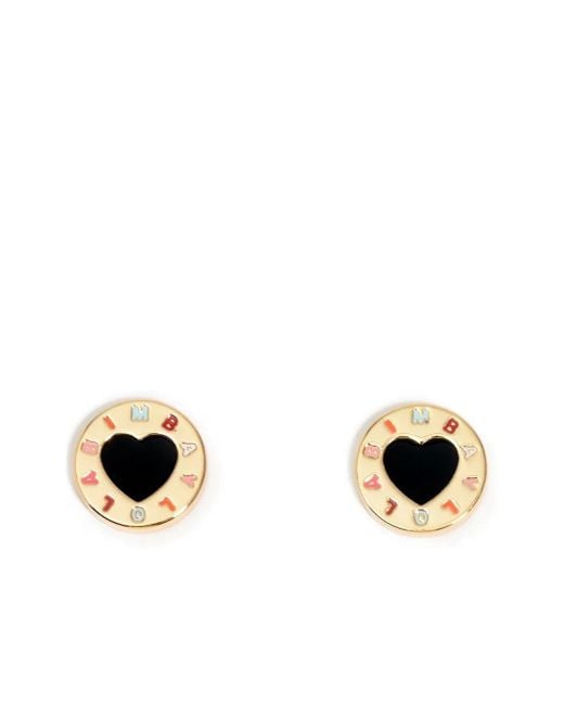 Bimba Y Lola Metallic Heart Enamel Earrings
