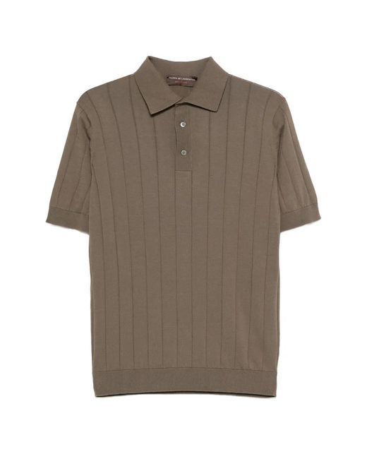 FILIPPO DE LAURENTIIS Gray Ribbed Polo Shirt for men