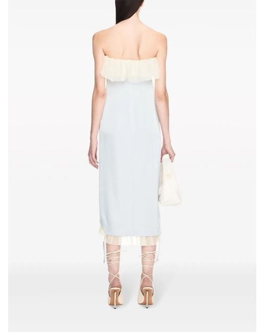 Off-White c/o Virgil Abloh White Ruffle-Trim Bandeau Midi Dress