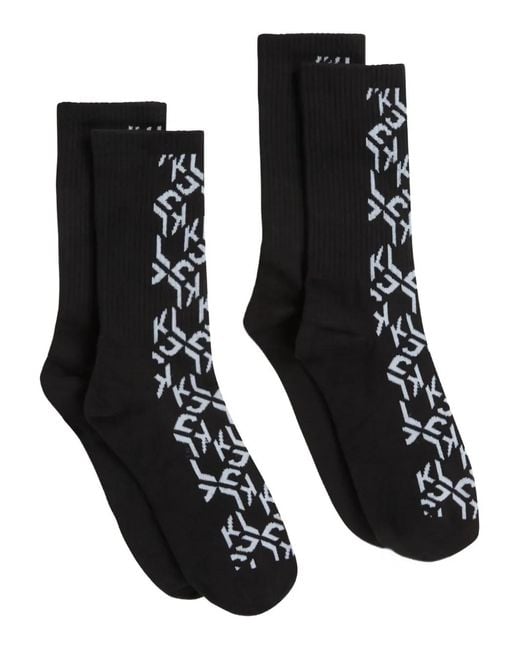 Karl Lagerfeld Black Monogram-Pattern Socks