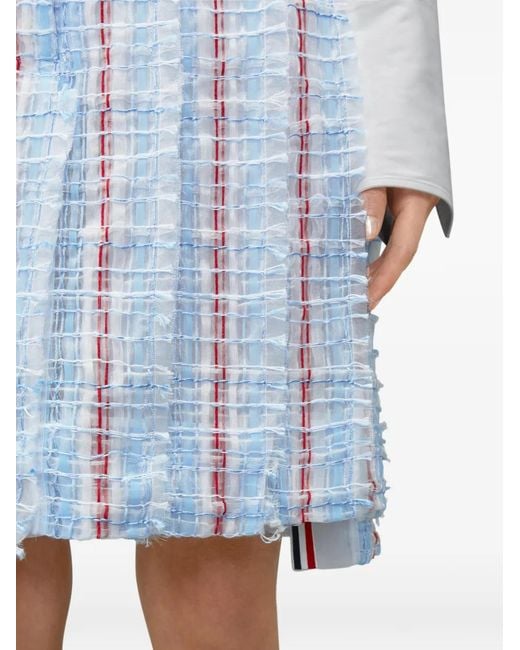 Thom Browne Blue Patterned Tweed Pleated Mini Skirt