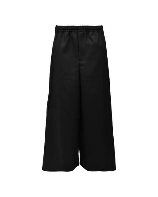 Intodusk Black Logo-Embroidered Wide-Leg Trousers for men