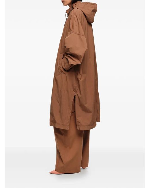 Bimba Y Lola Brown Hooded Zip-Fastening Jacket