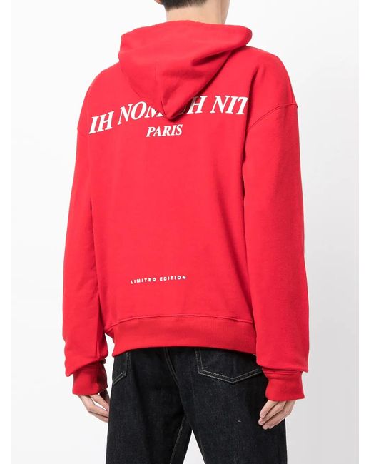 Ih Nom Uh Nit Red Graphic Print Drawstring Hoodie for men