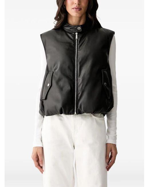 Karl Lagerfeld Black High-Neck Padded Gilet