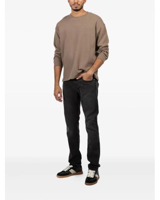 FRAME Brown Waffle Long-Sleeved Sweater for men