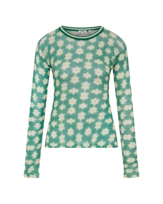 The Upside Green Latania Ada Floral-Print Long-Sleeve Top