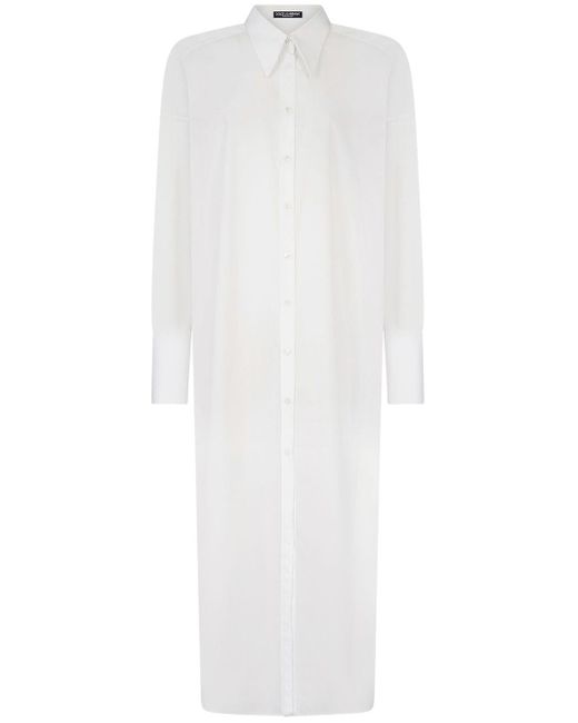Dolce & Gabbana White Cotton Poplin Tunic Dress