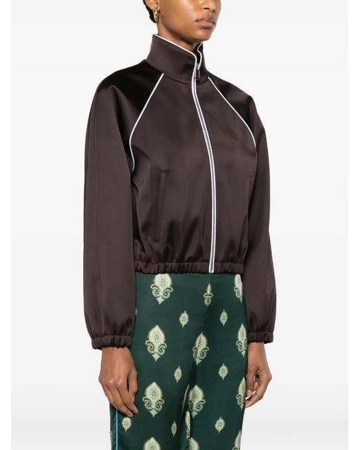 Sandro Black Embroidered Cropped Satin Jacket