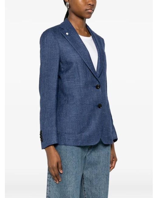 L.b.m. 1911 Blue Marl-Effect Patch-Pocket Blazer