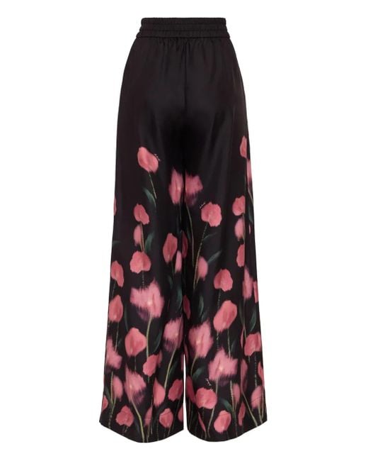 LaDoubleJ Red Floral-Print Palazzo Pants