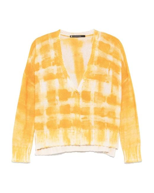 Pierantoniogaspari Yellow Cardigan Mit Abstraktem Print