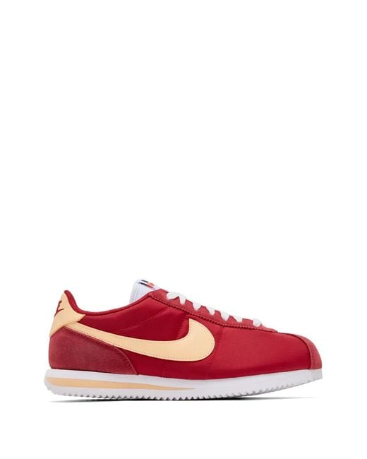 Nike Red Baskets Cortez À Empiècements En Daim