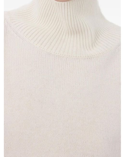 Loulou de Saison White Ribbed-Collar Cashmere Sweater