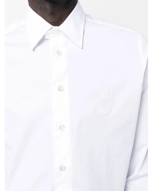 Billionaire White Logo-Embroidered Long-Sleeve Shirt for men