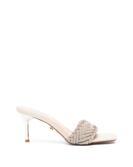 Twentyfourhaitch White Braided Square Pumps
