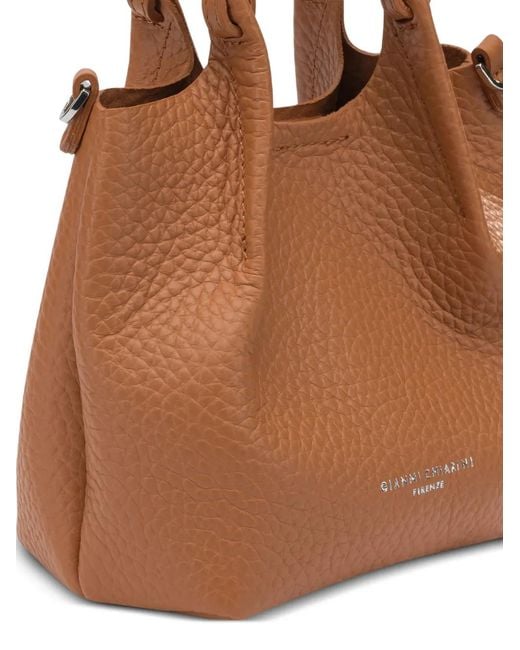 Gianni Chiarini Brown Pebble-Grain Leather Tote Bag
