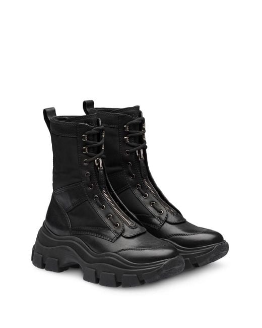 Prada Chunky Sole Combat Boots in Black for Men | Lyst