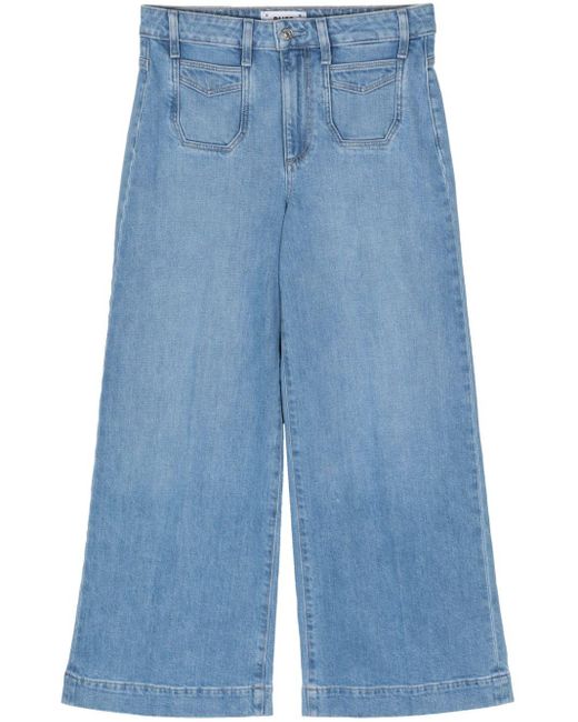 PAIGE Blue Wide-leg Cropped Jeans