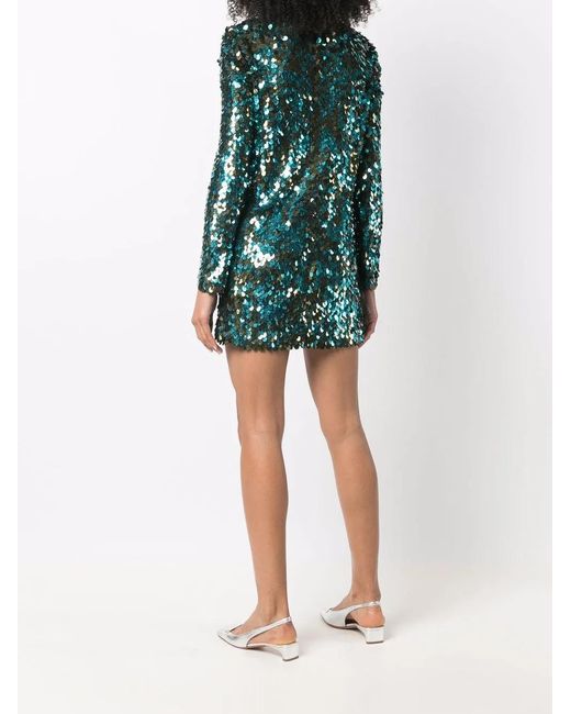 Emilio Pucci Green Sequinned Long-Sleeve Minidress
