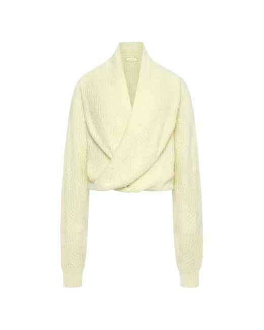 Hellessy White Zen Wrap-Effect Shawl-Collar Sweater