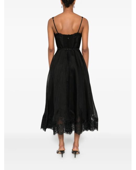 Vestido midi con ribete de encaje Zimmermann de color Black