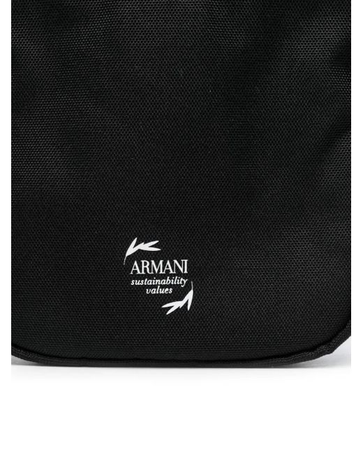 EA7 Black Logo-Print Messenger Bag