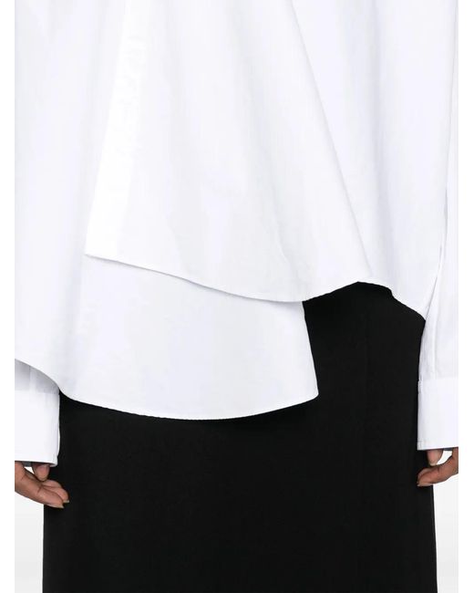 Balenciaga White Pussy-Bow Collar Cotton Shirt
