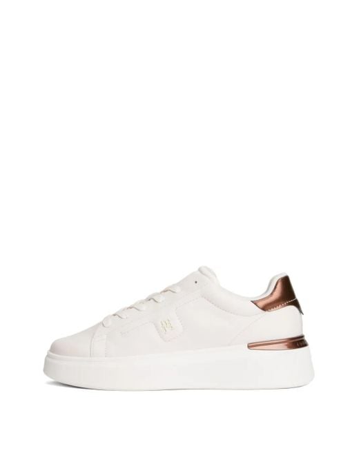 Tommy Hilfiger Natural Logo Leather Sneakers
