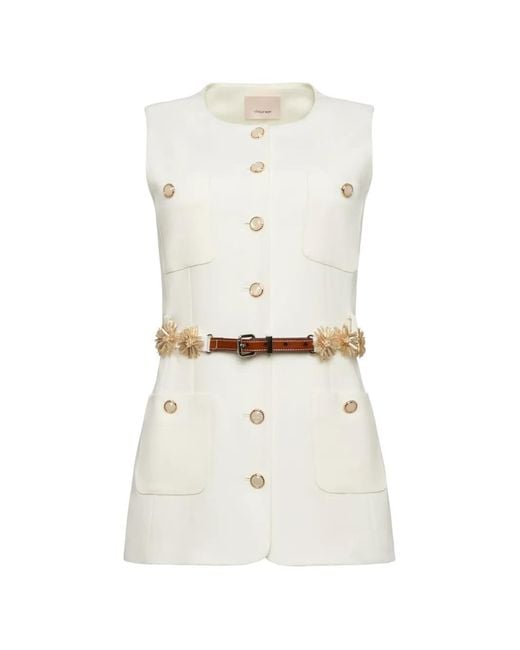 Cinq À Sept White Embellished Belted Vest