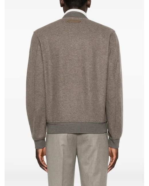 Brioni Brown Zip-Up Bomber Jacket for men