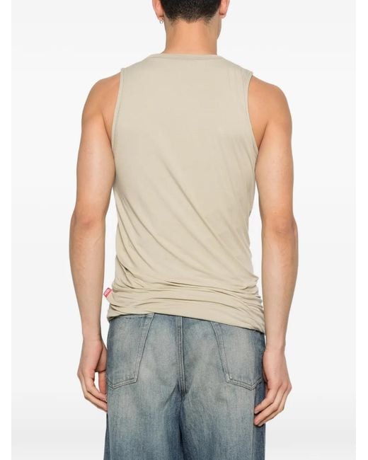DIESEL Natural Sleeveless Fitted Top With Subtle Ruching for men