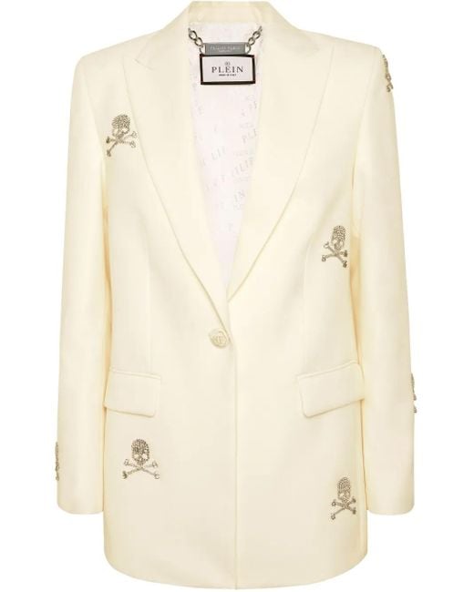 Philipp Plein Natural Skull Strass Blazer