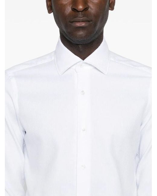 Barba Napoli White Cotton Shirt for men
