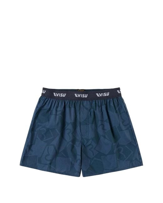 Evisu Blue Seagull Monogram-Print Boxer Shorts for men