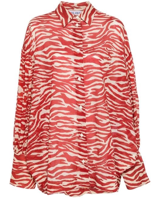 The Attico Red Zebra-print Cotton Shirt
