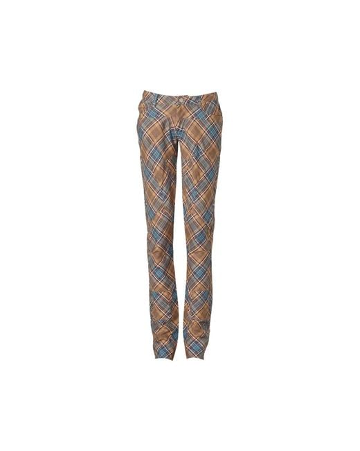 Collina Strada White Rawr Plaid-Pattern Trousers