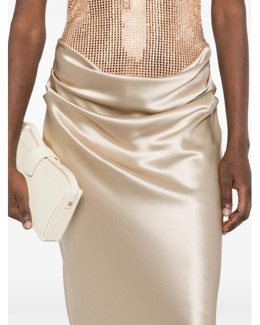 retroféte White Vanya Sequin Halter Maxi Dress