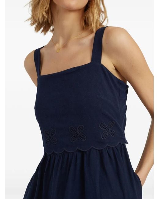 Chinti & Parker Blue Broderie-Floral Midi Dress