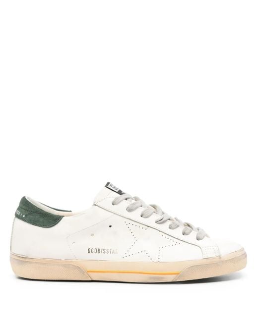 Golden Goose Deluxe Brand White Low-Top Distressed Leather Sneakers With Suede Heel Tab for men