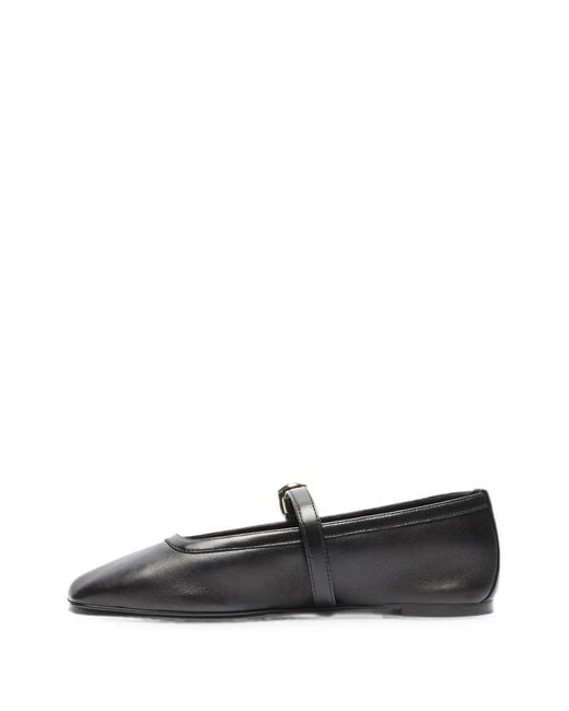 Stuart Weitzman Black Sai Buckle-Detail Ballet Flats