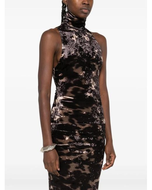 Nanushka Black High-Neck Tie-Dye Top