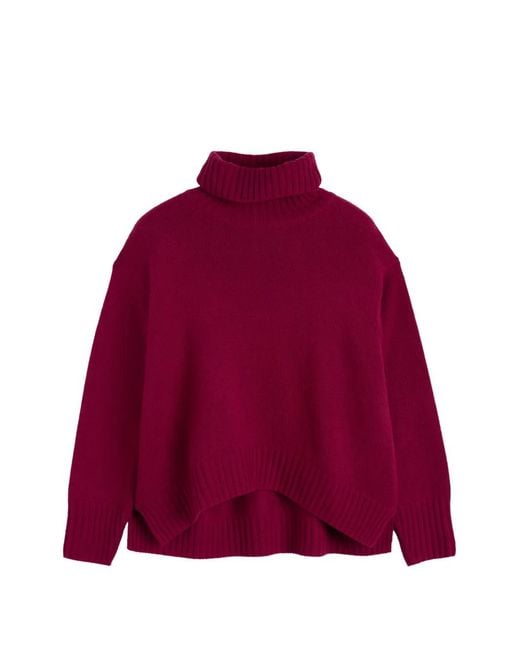 Chinti & Parker Red Ribbed-Knit Roll-Neck Sweater