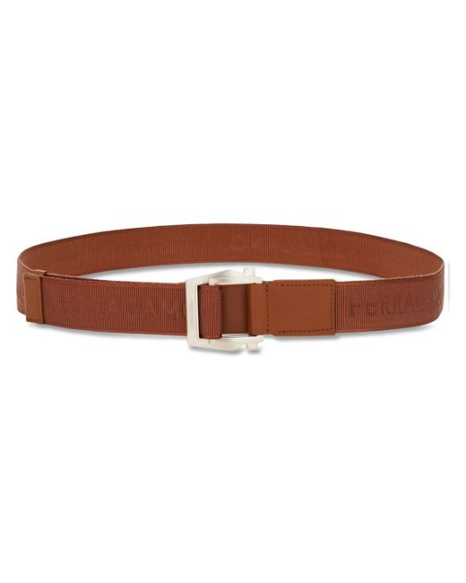 Ferragamo Brown Gancini Adjustable Belt for men