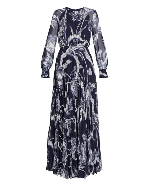 Erdem Blue Maxikleid mit Blumen-Print