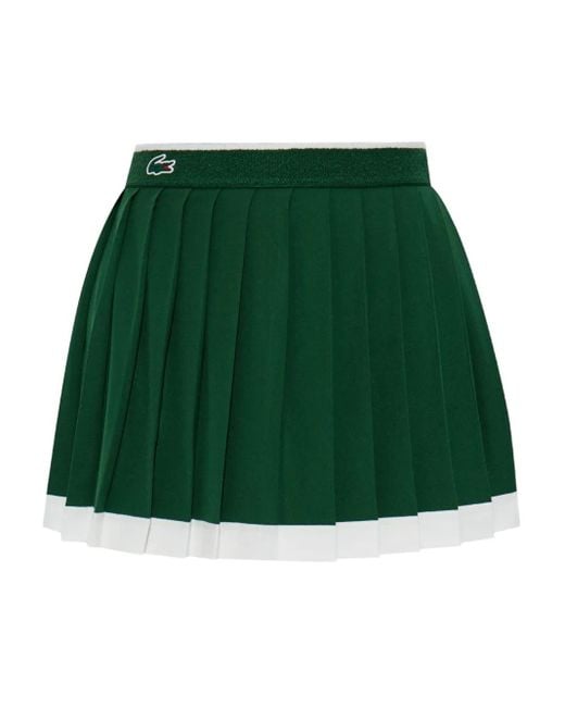 Lacoste Green Logo-Patch Pleated Skirt