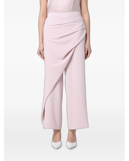 Hanita Pink Draped Jersey-Texture Trousers